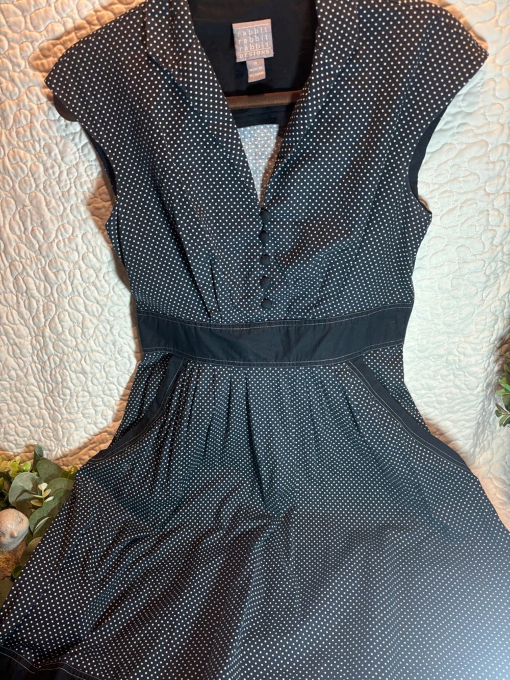 Rabbit Rabbit Rabbit Navy and White Polka Dot Midi Dress